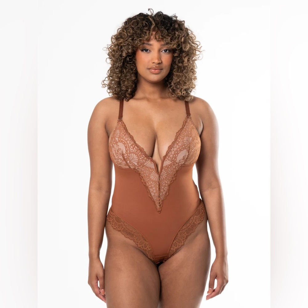 HeyShape V-Neck Half Laced Bodysuit in Brown N198 HS22 HS26